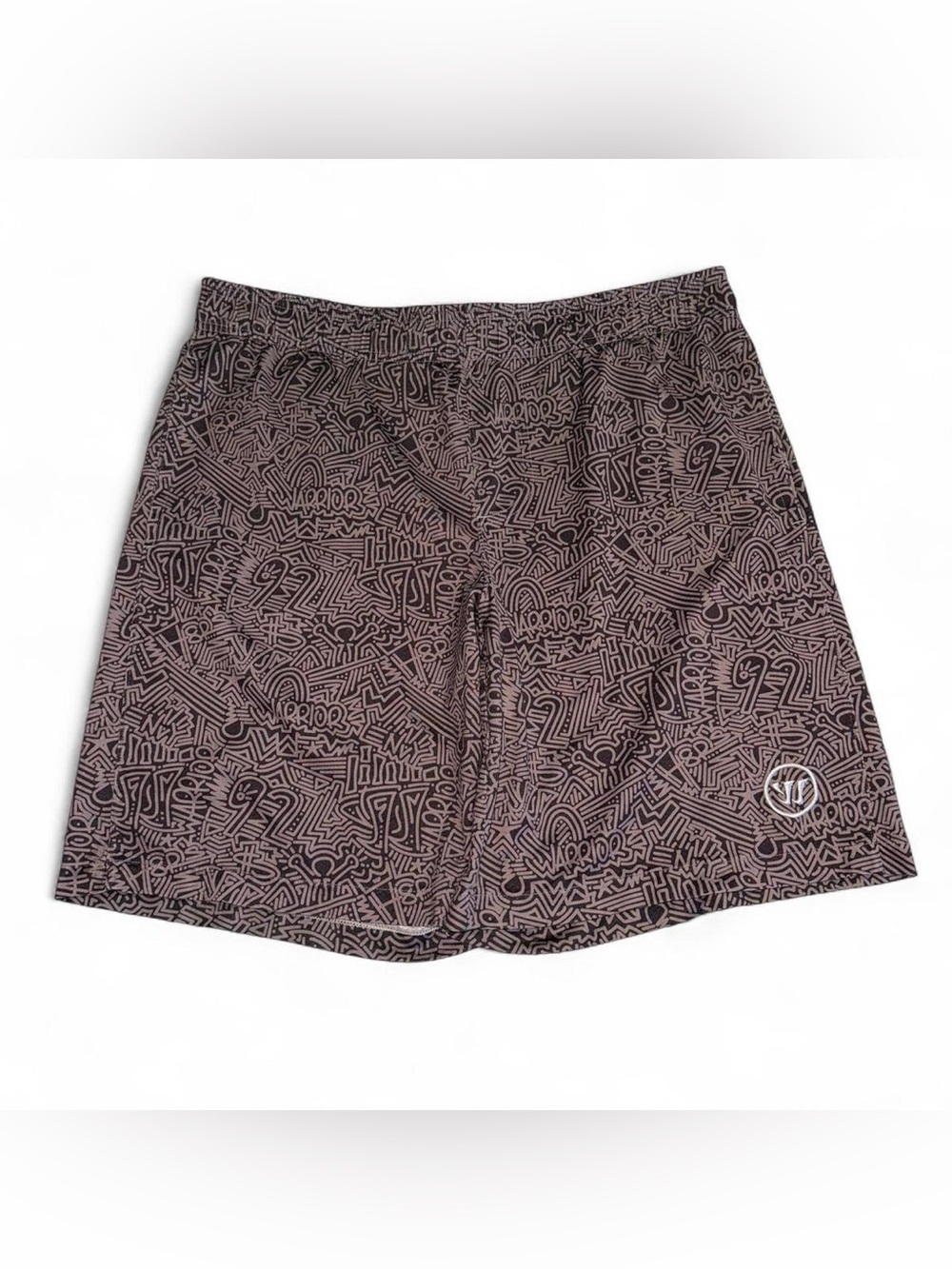 Men's Athletic Patterned Brown Shorts with Elastic Waist